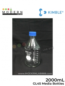 2000 mL ขวดมีเดีย / GL45 Media Bottles with Blue PP Caps