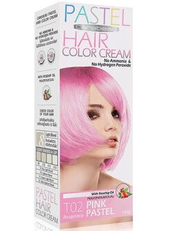 CAREBEAU PASTEL HAIR COLOR CREAM #T02 Pink Pastel 100 G. ครีมเปลี่ยนสีผมแคร์บิว พาสเทล ไม่มีแอมโมเนีย และ ไฮโดรเจน เปอร์ออกไซด์ T02- สีชมพูพาสเทล 100 g.