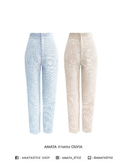 AMATA กางเกง OLIVIE สีฟ้า ครีม