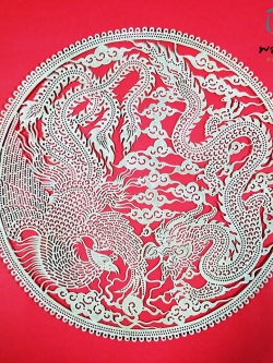 หนังแกะสลัก แท้ ลายหงษ์มังกร