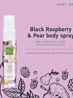BABY BRIGHT Black Raspberry & Pear Fresh Spray 20ML เบบี้ไบร์ท สเปรย์น้ำหอม สเปรย์บำรุงผิวกาย กลิ่นราสเบอร์รี่สีดำ & ลูกแพร์ กลิ่นหอมน่าค้นหา 20 มล.