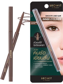 Browit By Nongchat Smooth and Slim Inner Eyeliner 0.1g #ALMOND BROWN บราวอิท น้องฉัตร ดินสอเขียนขอบตา สมูทแอนด์สลิมอินเนอร์อายไลน์เนอร์ 0.1G สี ALMOND BROWN