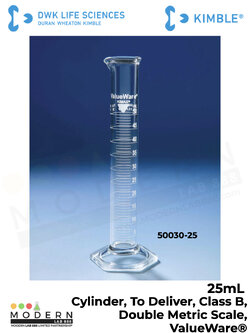 25mL., Cylinder, To Deliver, Class B, Double Metric Scale, ValueWare®