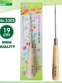 แท่งเหล็กเจาะกระดาษ ที่เจาะกระดาษด้ามไม้ No.S305 (19cm) เหล็กแหลม แบบด้ามไม้ สำหรับเจาะผ้า หนัง กระดาษ หรือทำงานฝีมือ งาน DIY