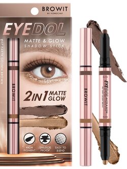 Browit Eyedol Matte & Glow Shadow Stick [0.5g + 0.5g] #07 EARTH GOLDEN BROW บราวอิท อายดอลแมทท์แอนด์โกลว์แชโดว์สติ๊ก 0.5G+0.5G อายแชโดว์เนื้อครีม รูปแบบแท่ง 2 เฉดสีในแท่งเดียว สี 07 เอิร์ธโกลเด้นบราวน์