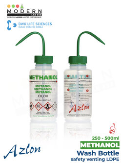ขวดฉีดล้างพลาสติก METHANOL / AZLON® Wash Bottle, safety venting LDPE, "METHANOL"