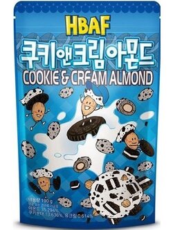 (ห่อใหญ่) Tom's Farm Honey Butter Almond #Cookie & Cream อัลมอนด์เกาหลี ทอมส์ ฮันนี่ บัตเตอร์ ขนมถั่วอัลมอนด์ อัลมอนด์อบสไตล์เกาหลี Toms HBAF อัลมอนด์อบเคลือบครีมนมผสมคุกกี้ 190g