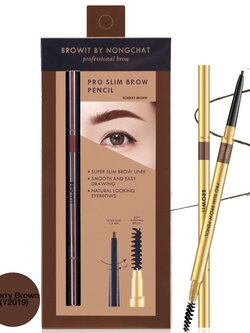Browit by NongChat Pro Slim Brow Pencil 0.06g #CHERRY BROWN บราวอิท บาย น้องฉัตร ดินสอเขียนคิ้ว สี Cherry Brow -สีน้ำตาลอมแดง มาพร้อมแปรงปัดคิ้วที่ขนนุ่ม 6 มิติ
