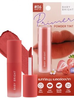 Baby Bright Primer Powder Tint Lip #06 Berry Tea 2.4 G. ลิปเบบี้ไบรท์ ลิปไพรเมอร์ พาวเดอร์ ทินท์ ลิปทินท์เนื้อแป้ง แมทท์ นุ่มละมุน สี 06 Berry Tea 2.4 กรัม