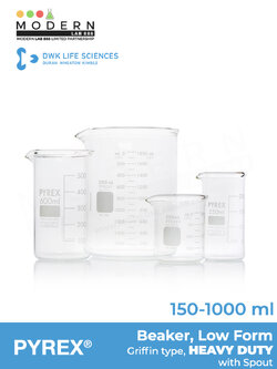 บีกเกอร์ทรงเตี้ยแบบหนา / Beaker, Low Form, Griffin, Heavy Duty, PYREX