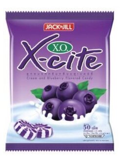 X.O. X-cite เอ็กซ์โอ เอ็กซ์ไซท์ ลูกอม รสครีมกลิ่นบลูเบอร์รี่ ถุง 50 เม็ด