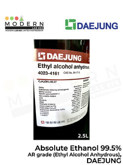 Absolute Ethanol 99.9%, AR grade (Ethyl Alcohol Anhydrous), DAEJUNG, 2.5 ลิตร