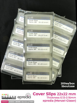 กระจกปิดสไลด์ / Microscope Slides and Coverslips, 22x22mm, 1,000pcs/pack, Epredia (Menzel-Glaser™)