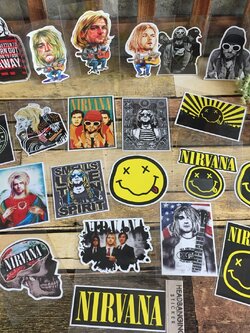 สติกเกอร์ เคลือบกันน้ำ ลายวงดนตรี ติดกีตาร์ มอเตอร์ไซด์ กระเป๋าเดินทาง Waterproof Decal Sticker