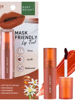 Baby Bright Mask Friendly Lip Tint #09 Black Tea 2.5 G. ลิปเบบี้ไบรท์ ลิปแมสก์เฟรนด์ลี่ลิปทินท์ ไม่ติดแมส ทินท์เนื้อน้ำ สีชัด ติดทน แห้งไว สี 09 Black Tea 2.5 กรัม