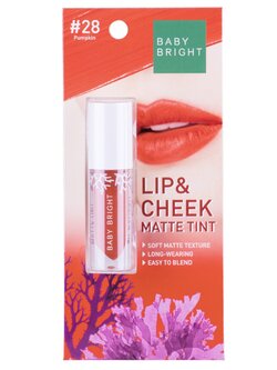 BABY BRIGHT LIP & CHEEK MATTE TINT 2.4G #28 Pumpkin ลิปเบบี้ไบร์ท ลิปทิ้น ทิ้นท์ เนื้อแมท ใช้ได้ทั้งปากและแก้ม 2.4 กรัม สี 28 พัมคิน