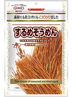 Thin stripes dried squid Surume Somen 50g ปลาหมึกแห้งหั่นเส้น ปลาหมึกญี่ปุ่นแห้งหั่นเส้นฝอย กินง่าย ขนาด 50 กรัม