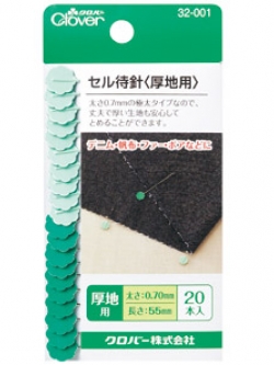 Clover 32-001 เข็มหมุดหัวแบน สีเขียว ขนาดเข็ม 0.7มม ยาว 55มม