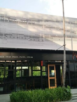 งานป้ายคอมโพสิต Mccna COFFEE .BEER.THAI.PIZZA.STEAK