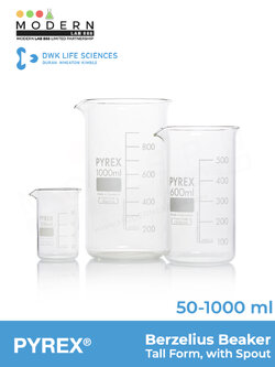 บีกเกอร์ทรงสูงมีพวยเท / Berzelius Beaker, Tall Form, with Spout, PYREX