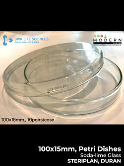 เพลทแก้ว(โซดาไลม์) ขนาด 100x15มม (10คู่/กล่อง), Petri Dish, Soda-lime, STERIPLAN®, DURAN
