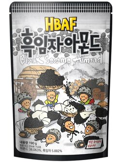 (ห่อใหญ่) Tom's Farm Honey Butter Almond #Black Sesame Almond อัลมอนด์เกาหลี ทอมส์ ฮันนี่ บัตเตอร์ ขนมถั่วอัลมอนด์ อัลมอนด์อบสไตล์เกาหลี Toms HBAF อัลมอนด์อบเคลือบครีมงาดำ 190g