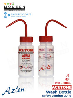 ขวดฉีดล้างพลาสติก ACETONE / AZLON® Wash Bottle, safety venting LDPE, "ACETONE"