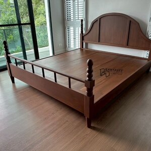 เตียงไม้สัก ขนาด 6 ฟุต สีวอลนัท