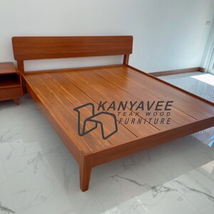 เตียงมินิมอลไม้สักขนาด6ฟุต