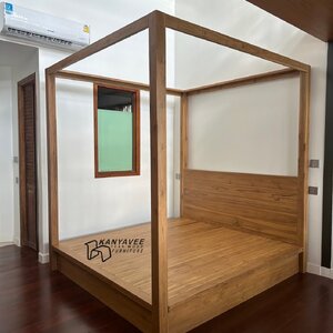 เตียงนอนฐานทึบไม้สัก6ฟุต สไตล์นอร์ดิก