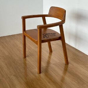 เก้าอี้อาร์มแชร์ไม้สัก สีสักทอง