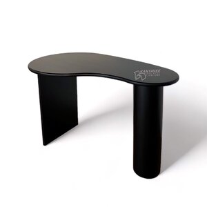 โต๊ะทำงานไม้สักทรงเม็ดถั่ว สีดำ