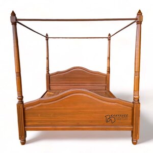 เตียงไม้สักพร้อมเสามุ้ง 6ฟุต
