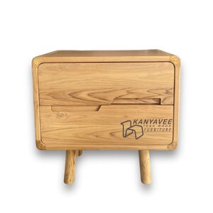 ตู้ข้างเตียงมินิมอลไม้สักสีมูจิ