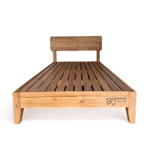 เตียงไม้สักมินิมอลพื้นระแนง 3.5 ฟุต
