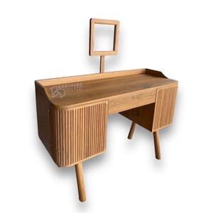 โต๊ะเครื่องแป้งมินิมอลไม้สักอบแห้ง