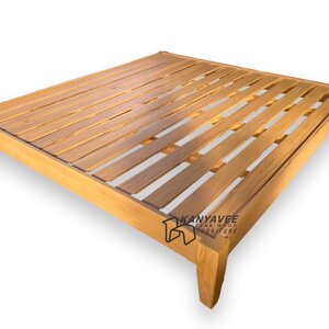 เตียงไม้สักพื้นระแนง 6 ฟุต