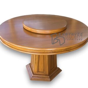 โต๊ะกลางหมุนบนไม้สัก