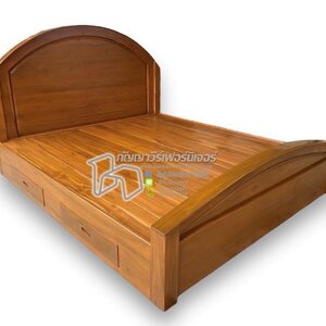 เตียงหัวโค้งทึบโมเดิร์นไม้สัก