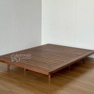 เตียงนอนไม้สักญี่ปุ่นไม่มีหัวเตียง5ฟุต