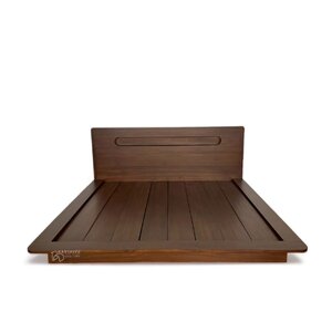 เตียงนอนไม้สักสไตล์ญี่ปุ่น 6 ฟุต สีโอ๊ค