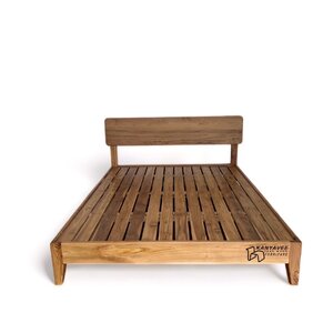 เตียงไม้สักมินิมอลพื้นระแนง 5ฟุต