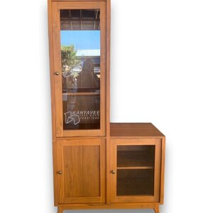 ตู้โชว์มินิมอลไม้สัก