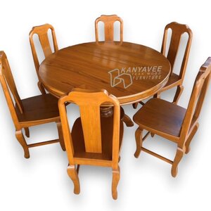 โต๊ะกลมไม้สักอบแห้ง