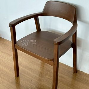 เก้าอี้อาร์มแชร์ไม้สัก สีวอลนัทเข้ม