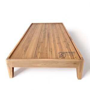 เตียงไม้สักไม่มีหัวเตียง 3.5 ฟุต สีมูจิ