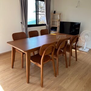 ชุดโต๊ะเก้าอี้ไม้สักมินิมอล