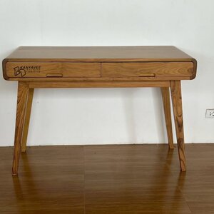 โต๊ะทำงานมินิมอลไม้สัก สีธรรมชาติ