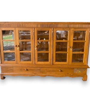 ตู้โชว์กระจกขาคู้ไม้สัก