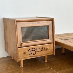 ตู้ข้างเตียงสไตล์วินเทจ สีธรรมชาติ